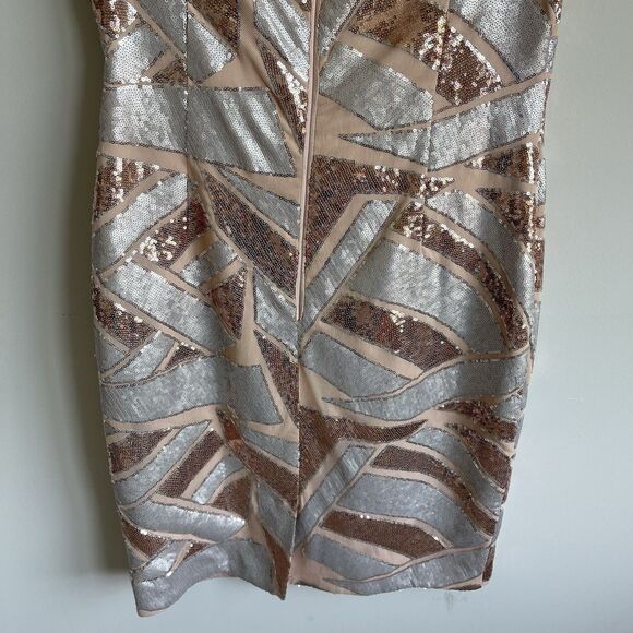 Vince Camuto 14 Sequins Cocktail Party Sheath Dress Silver Rose Gold Holiday - Picture 7 of 15